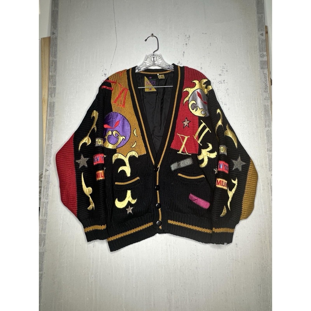 Vintage International Index Graphic Time Numeral Cardigan | Tagged Size: M - Picture 2 of 11